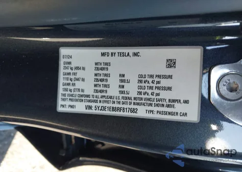 2024 Tesla Model 3 Long Range Dual Motor All-Wheel Drive из США, поврежденный, VIN 5YJ3E1EB8RF817682